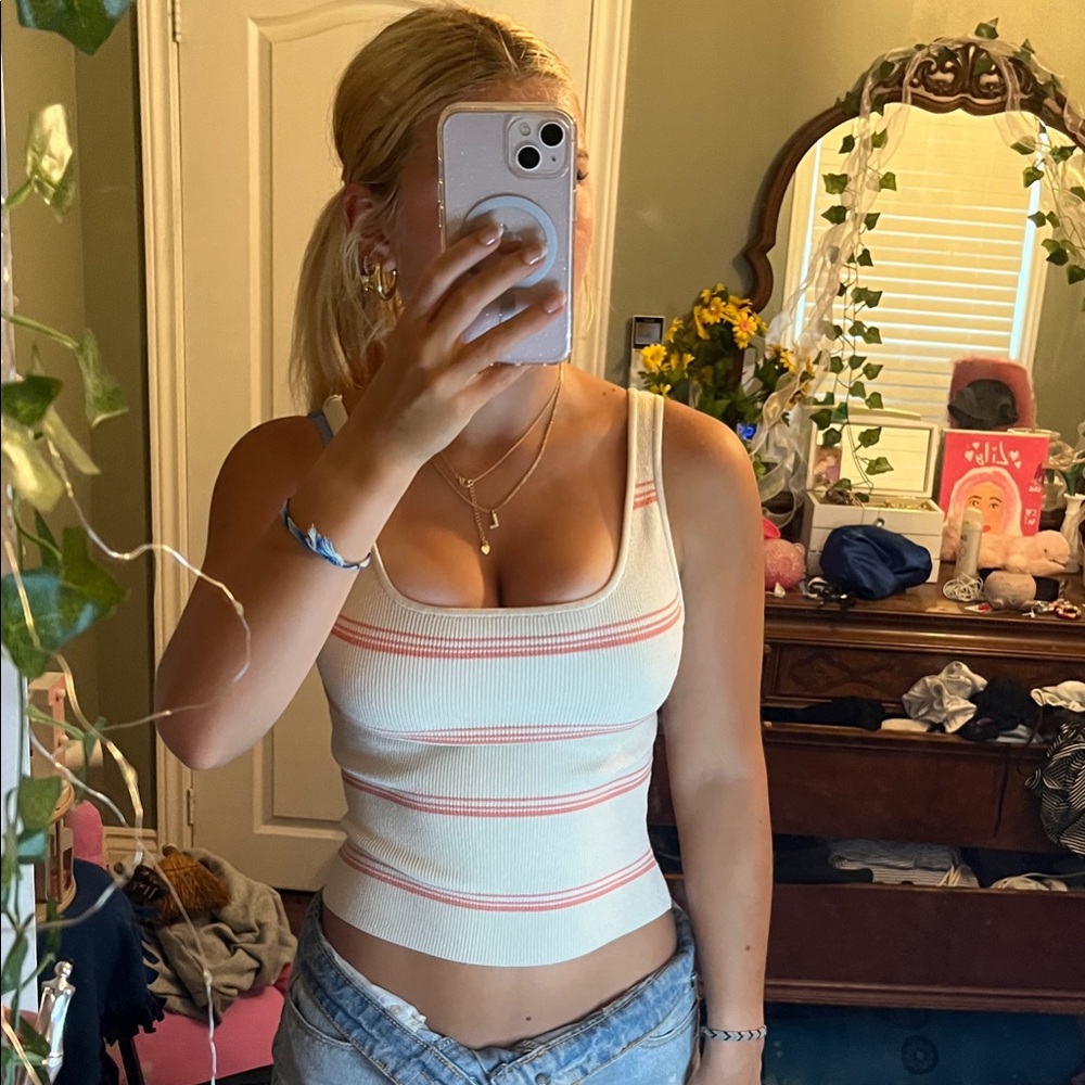 Aritzia Striped Ribbed Tank Top